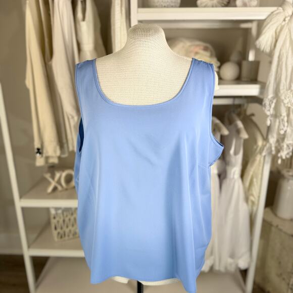 Liz Baker Women's Size 24W Blue Short Sleeve Button Up Blouse & Shell Set #3539 - Picture 6 of 8